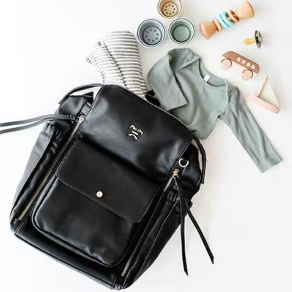 Miss Fong Black Diaper Bag Backpack with Organizer